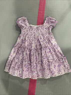 Janie and Jack Purple Floral Smocked Tiered Dress